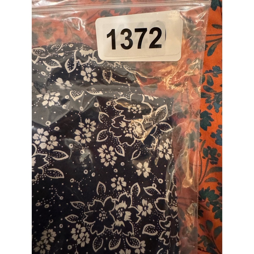 Vintage Norm Thompson Dress Size 10 100% Silk Navy Blue Floral Midi Short Sleeve - Picture 11 of 11